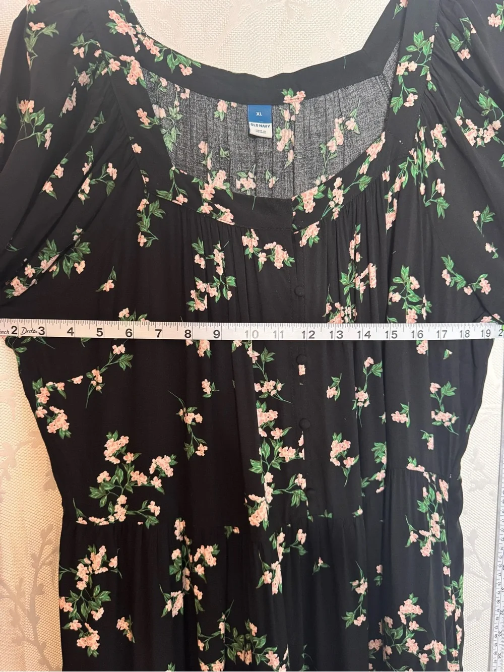 Old Navy Black Maxi Skirt with Pink Floral Print
